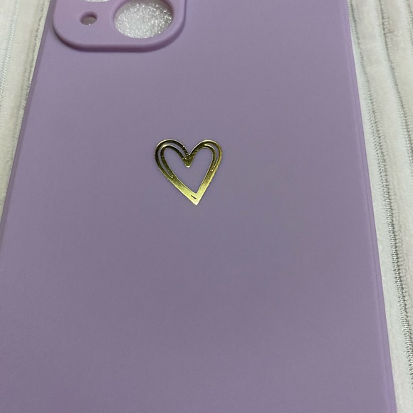 Purple IPhone 14 Phone Case With Gold Heart, Brand New - Picture 2 of 3